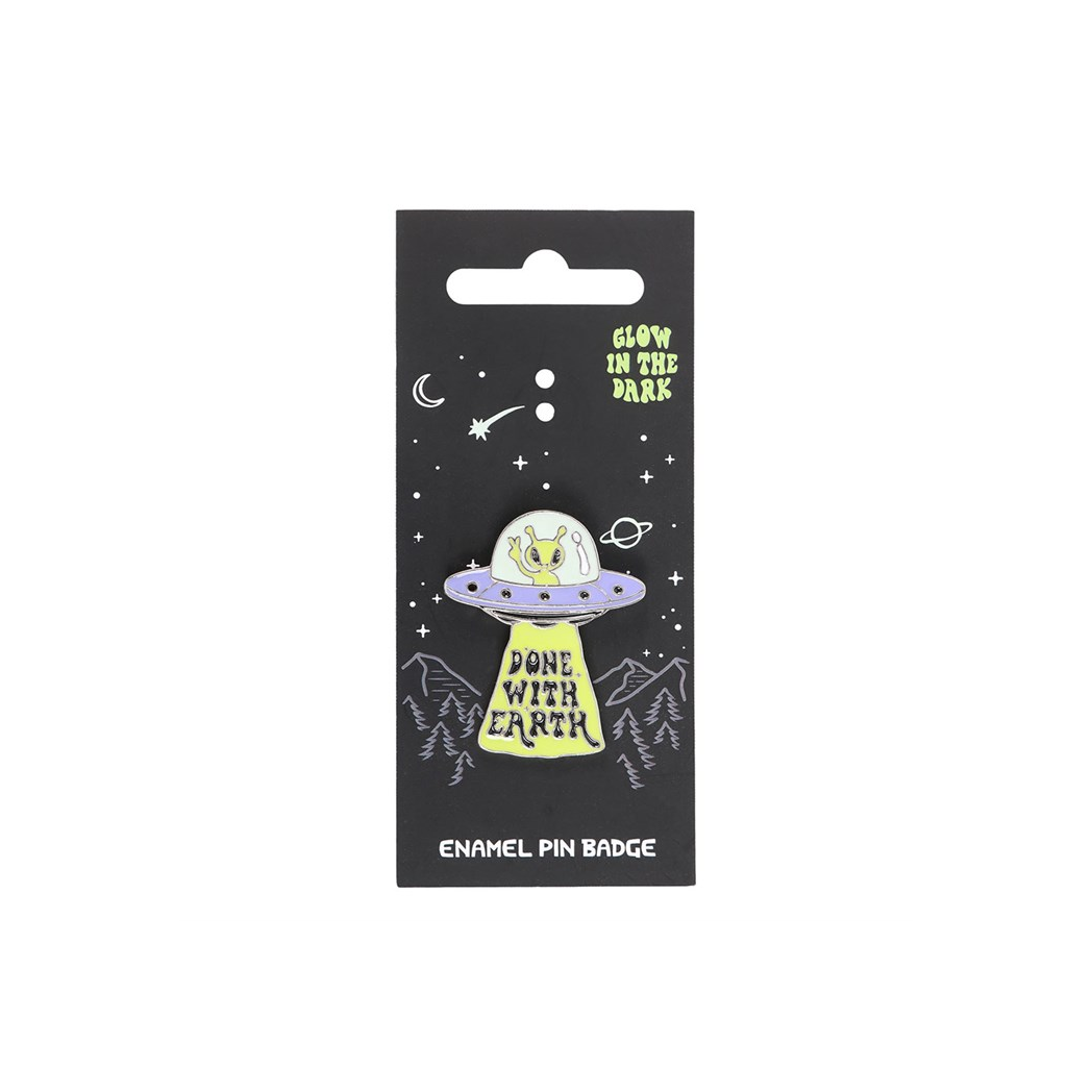 Camp Cryptid: Glow in the Dark UFO Pin Badge