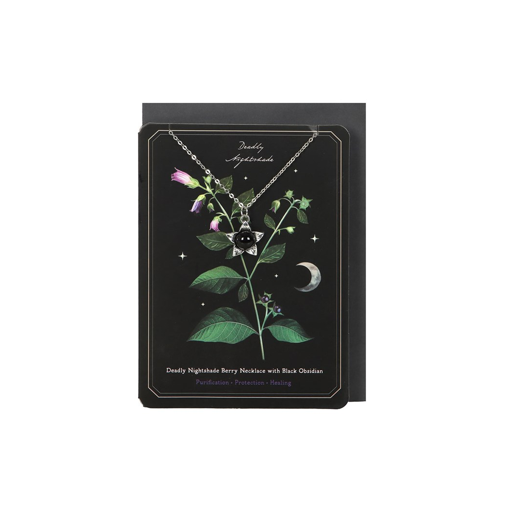 Venom & Vines: Deadly Nightshade Necklace on a Greeting Card