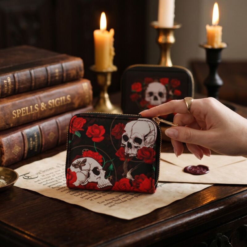 Skulls and Roses: Zip Around Purse