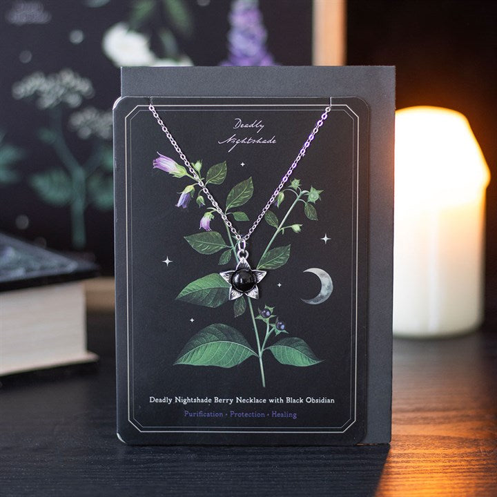 Venom & Vines: Deadly Nightshade Necklace on a Greeting Card