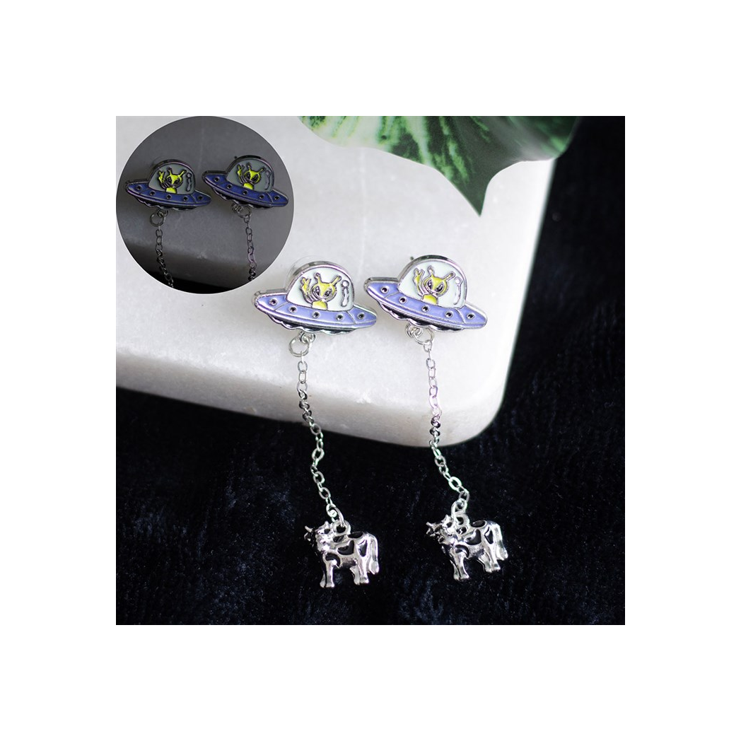 Camp Cryptid: Glow in the Dark Alien Abduction Earrings
